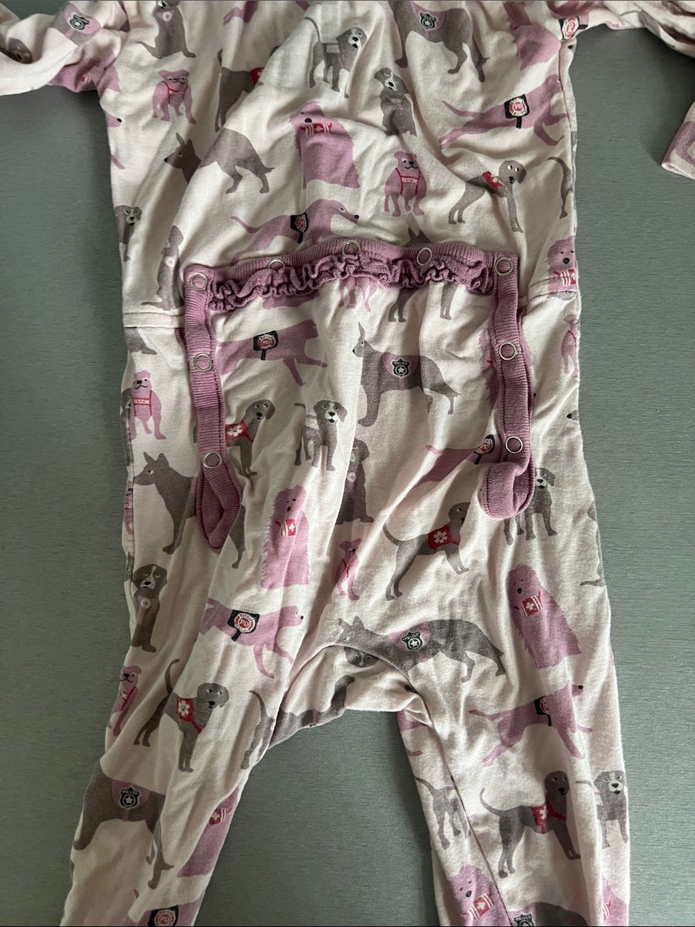 Kickee Pants Pink and purple puppy zipper pajamas 12-18 months - Picture 3 of 3